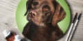 20cm round chocolate Labrador acrylic painting